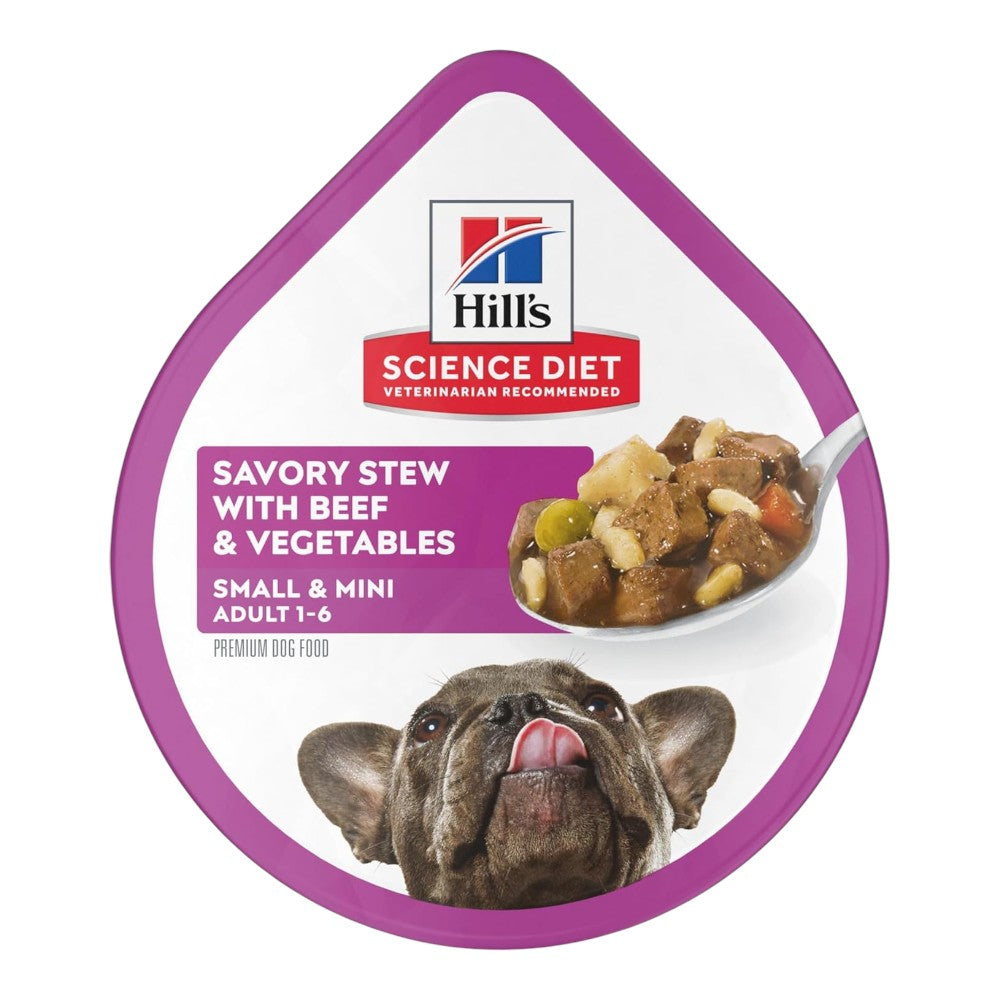 Tray Hill's SD Adult Small & Mini Alimento Húmedo Adulto Raza Pequeña, Guisado de Res y Vegetales 99 gr
