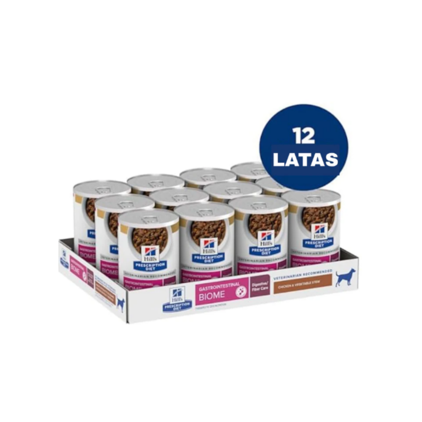 12 Latas Hills Gastrointestinal Prescription Diet Alimento Húmedo para Perro Biome Digestive Fiber Care Chicken & Vegetable Stew 354 g