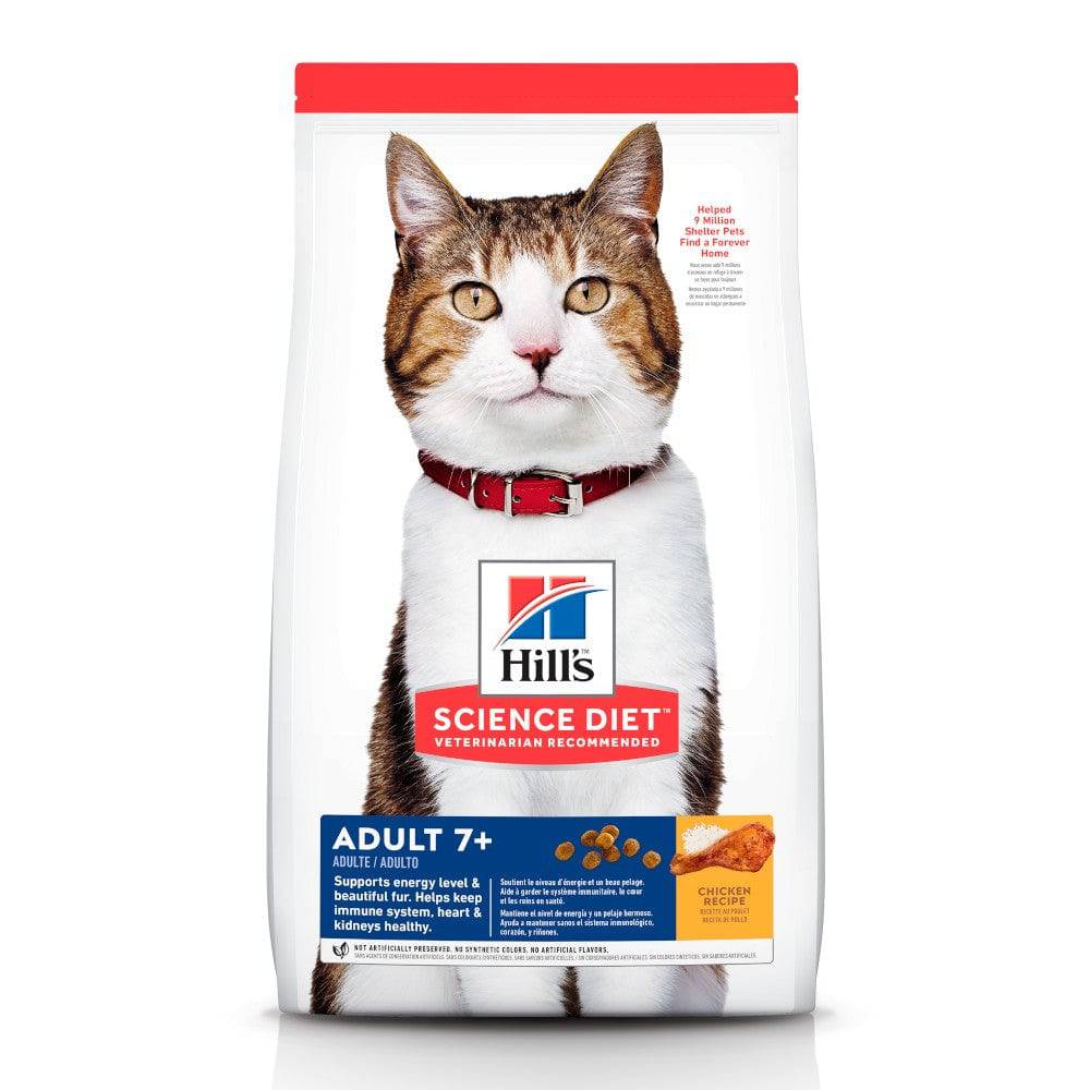 Hill's Science Diet Adult 7+, alimento saludable para gato senior y fibras naturales 1.8Kg