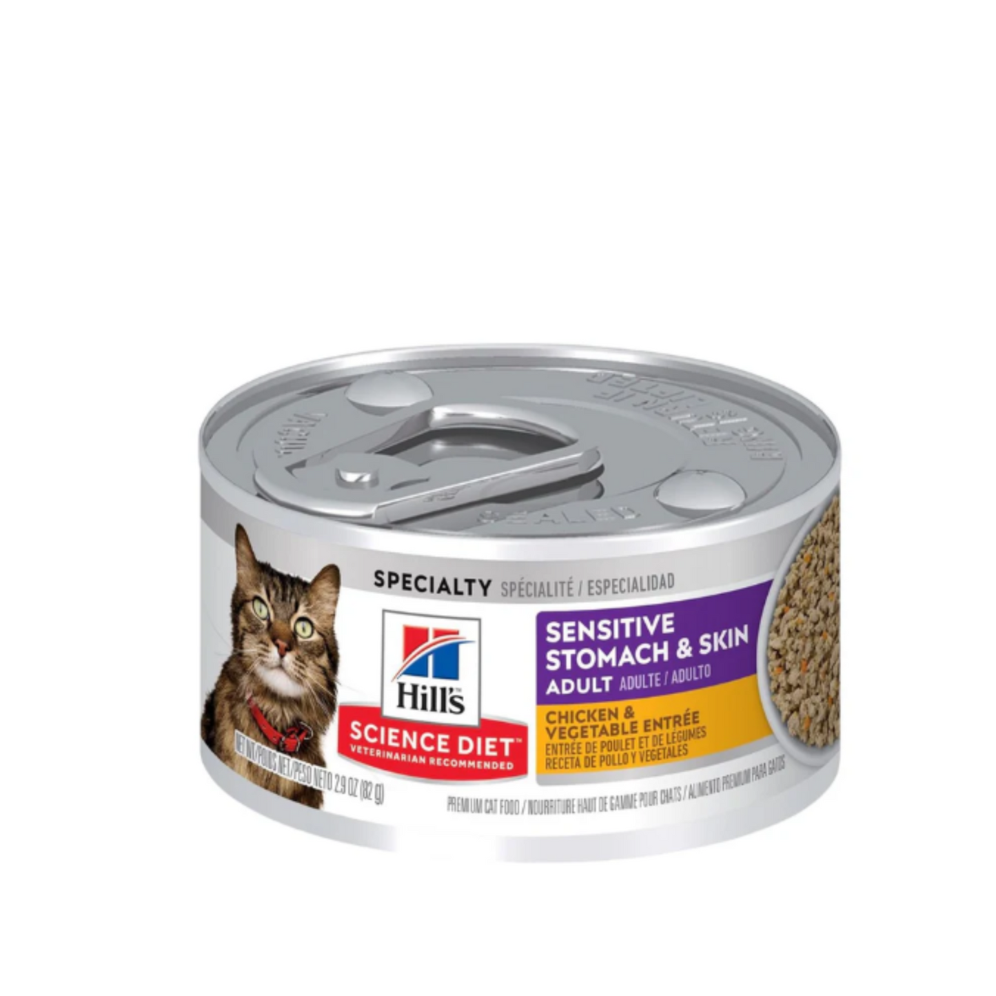 1 Lata Hill's Science Diet Gato Adulto Sensitive Skin & Stomach Piel y Estomago Sensible 82 gr