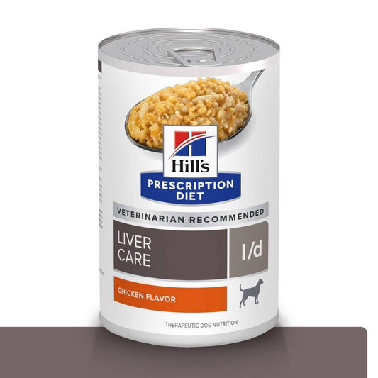 1 Lata Hill's Prescription Diet l/d, Cuidado Hepático, para Perro con Pollo, 369 g