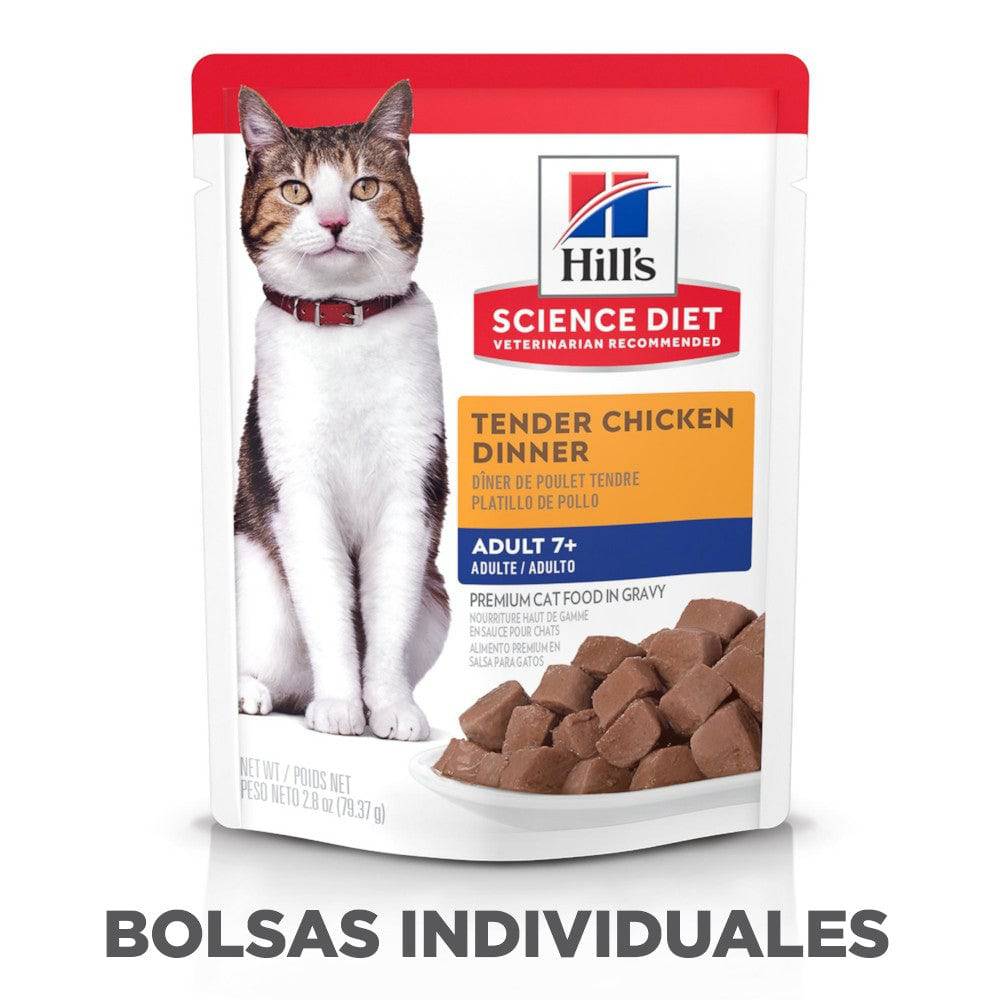 Pouch Hill's Science Diet Adult 7+, alimento húmedo para gato senior, platillo de pollo 79g
