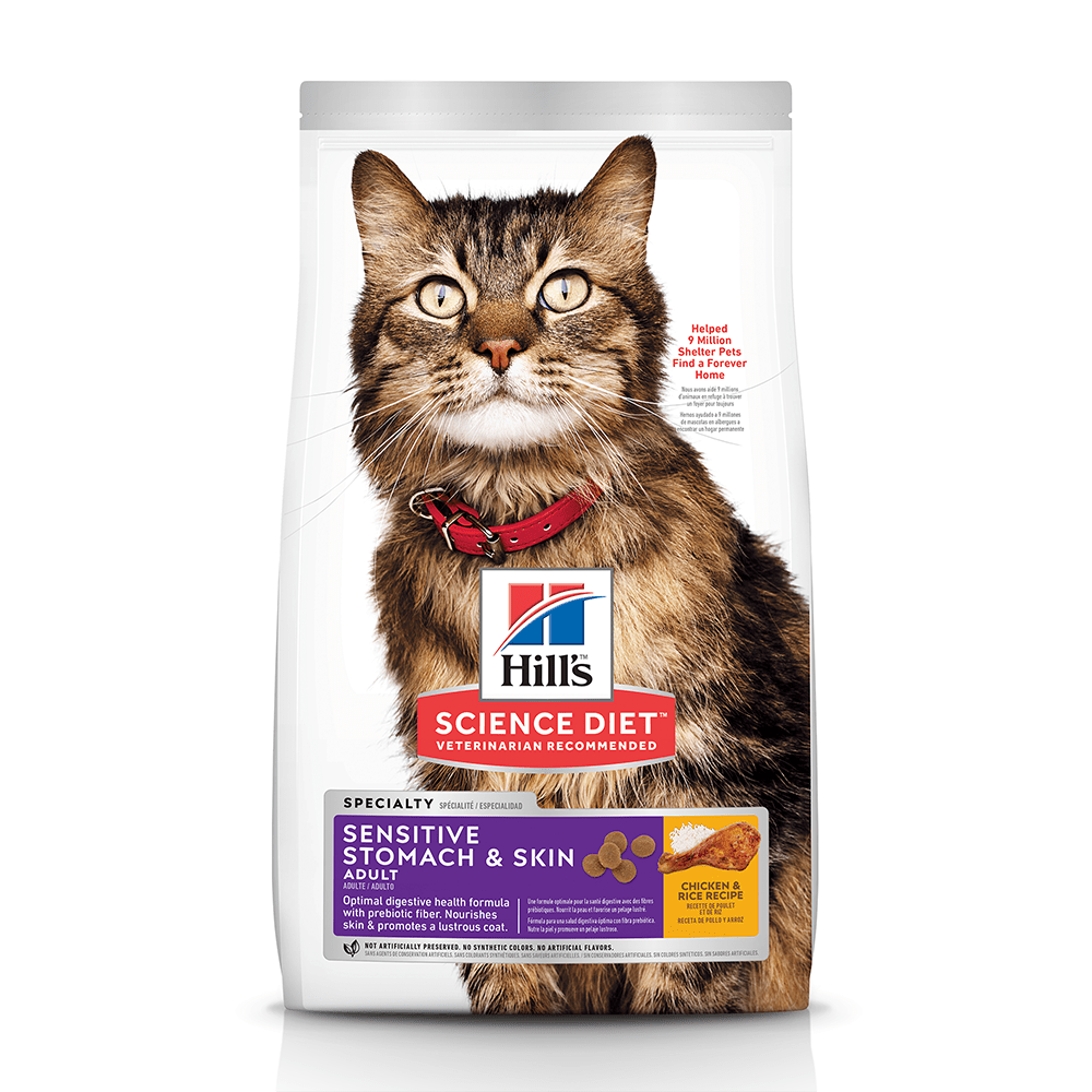 Hill's Science Diet Sensitive Skin & Stomach, alimento para gato adulto, piel y estómago sensibles 3.2Kg