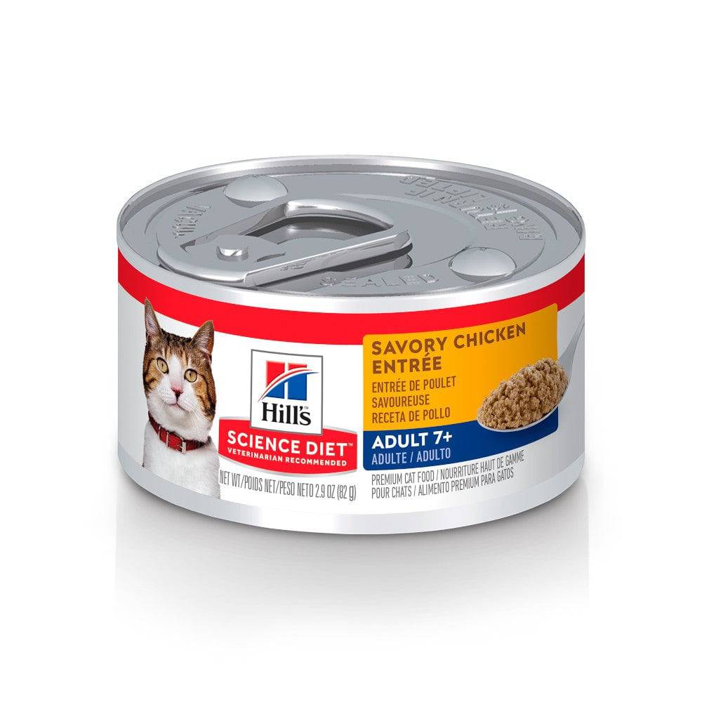 24 Latas Hill's Science Diet Feline Adult 7+, alimento saludable húmedo en lata para gato senior sabor pavo 156g
