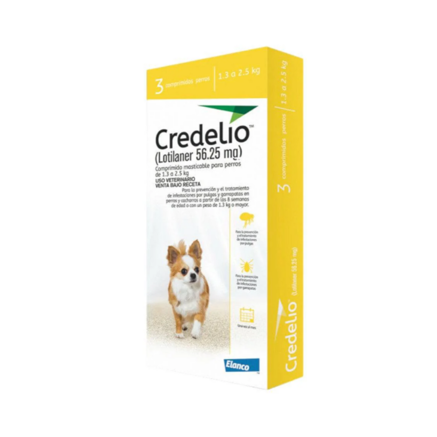 Credelio Perros 3 Tabletas 56.25 Mg 1.3 a 2.5 Kg Elanco