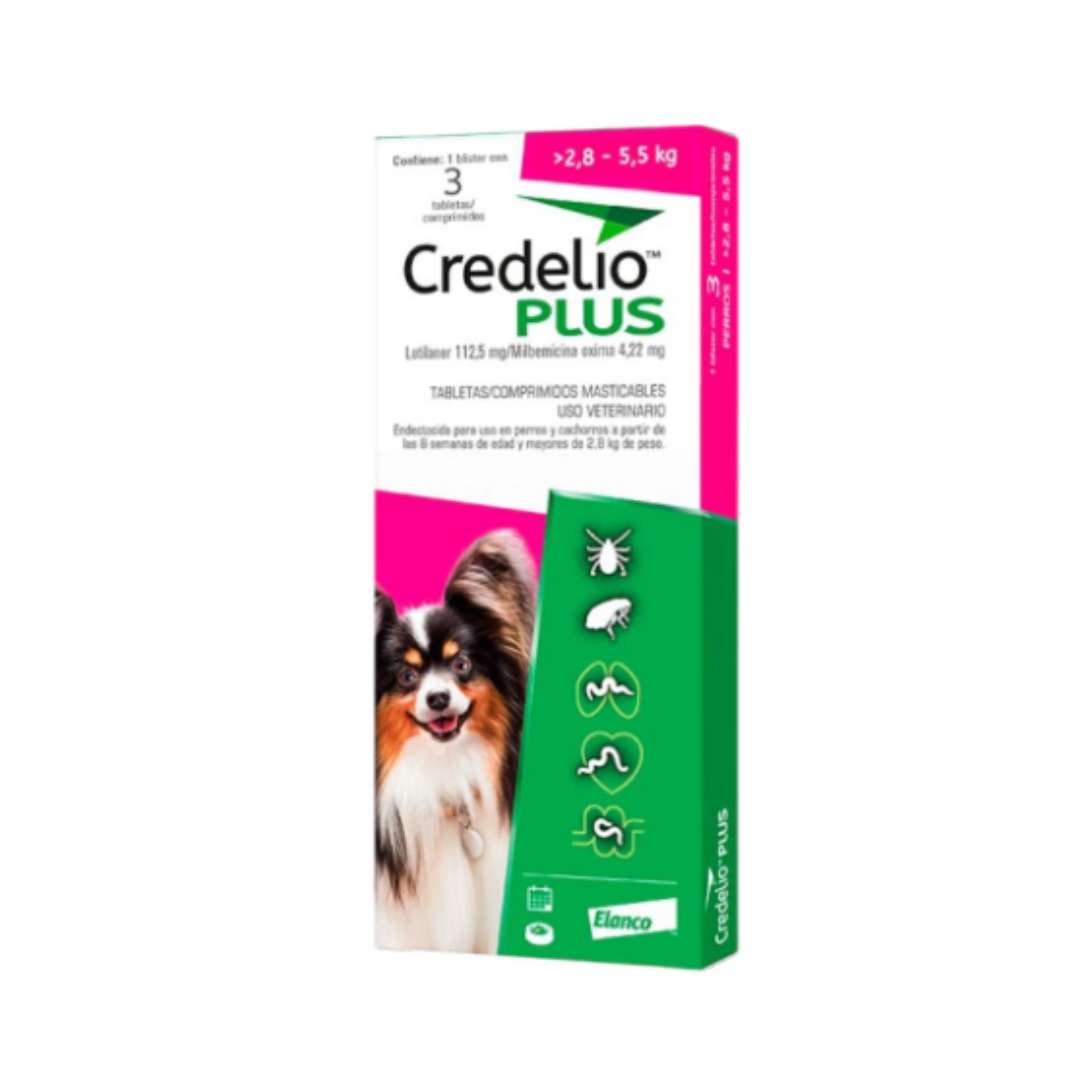 Credelio Plus 3 Tabletas Perros 2.8 a 5.5 Kg Elanco