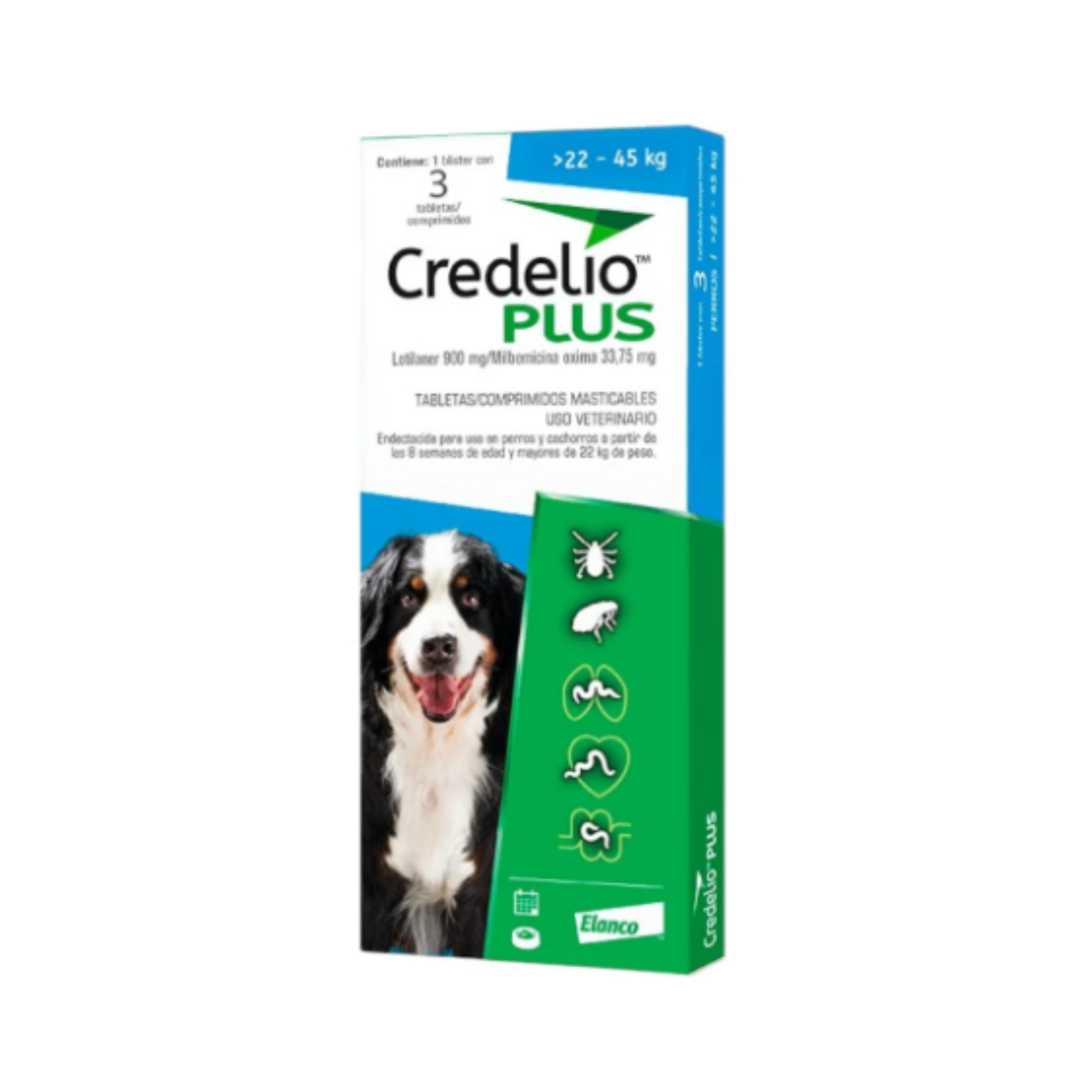 Credelio Plus 3 Tabletas Perros 22 a 45 Kg Elanco