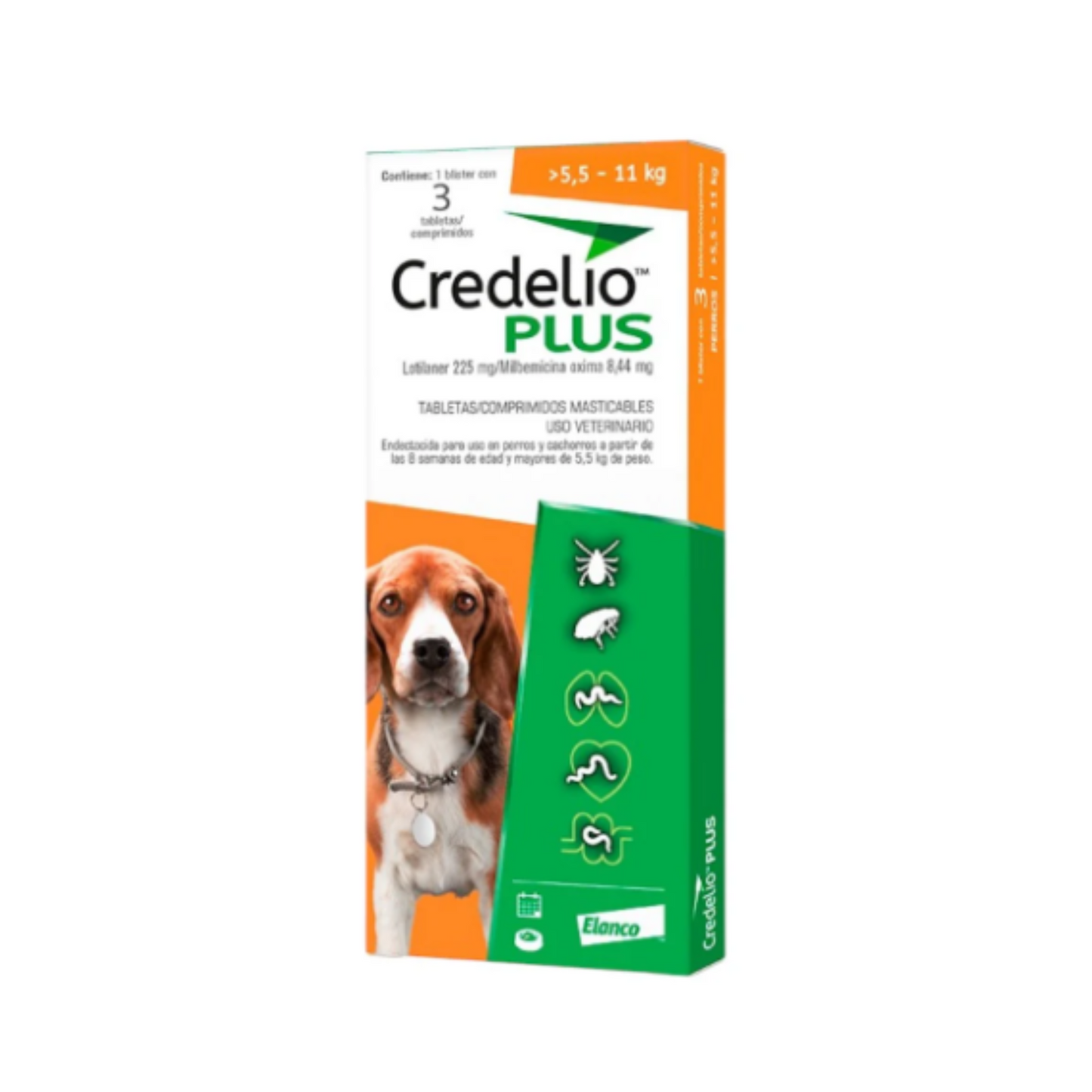Credelio Plus 3 Tabletas Perros 5.5 a 11 Kg Elanco
