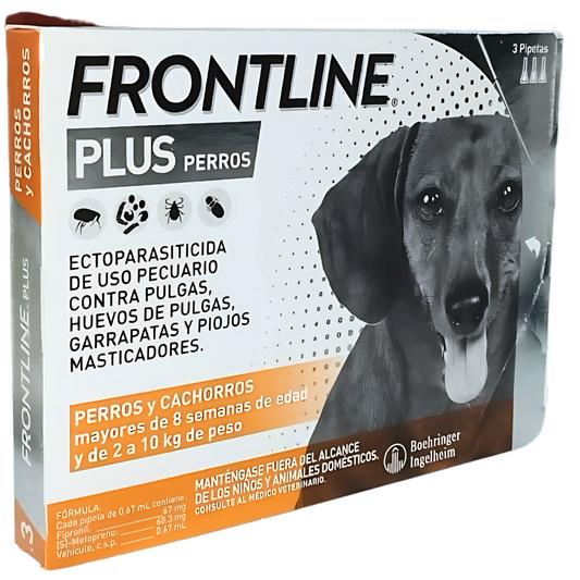 Frontline Plus Antipulgas y Antigarrapatas para Perros de 2-10 Kg 3 Pipetas