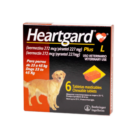 Heartgard Plus L Perros 23 a 45 Kg 6 Tabletas Masticables