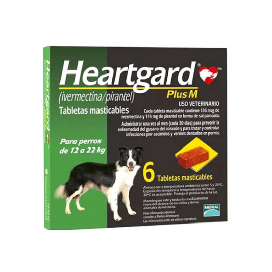 Heartgard Plus M Perros de 12 a 22 Kg 6 Tabletas Masticables