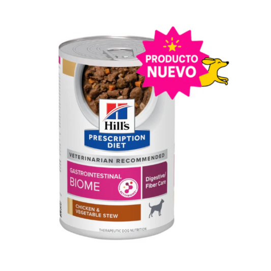 1 Lata Hill's Prescription Diet Alimento Húmedo para Perro Gastrointestinal Biome Digestive Fiber Care Chicken & Vegetable Stew 354 g