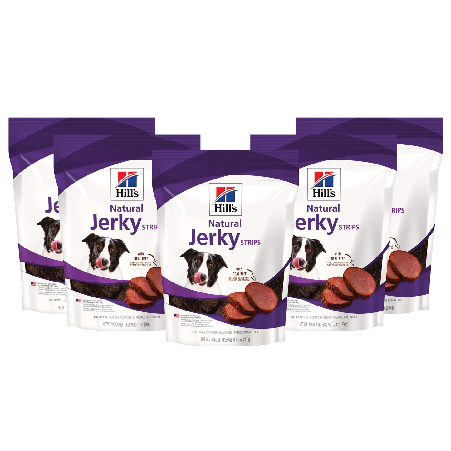 5 Premios Hill's Canine Natural Jerky Strips, Premios Naturales para Perro con Carne de Res Real, 200g
