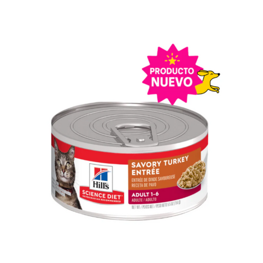 1 Lata Hill's Science Diet Adult Turkey Entrée Cat Food. Alimento húmedo para gatos adultos sabor pavo, 156g