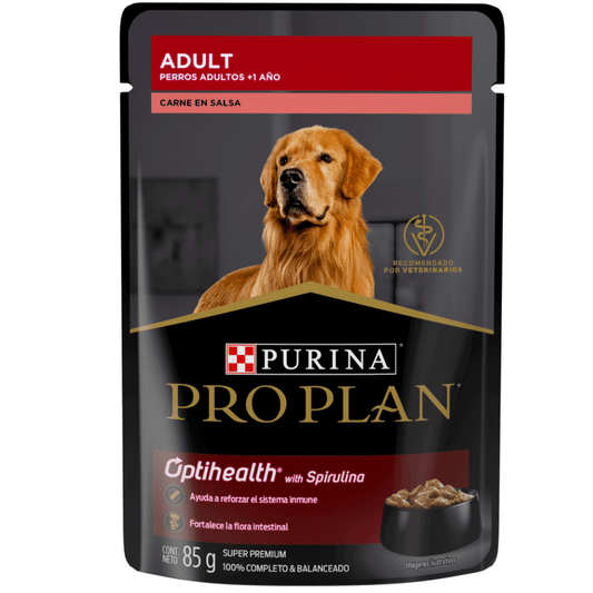 24 Pouches Pro Plan Perro Adulto Receta de Carne 85g